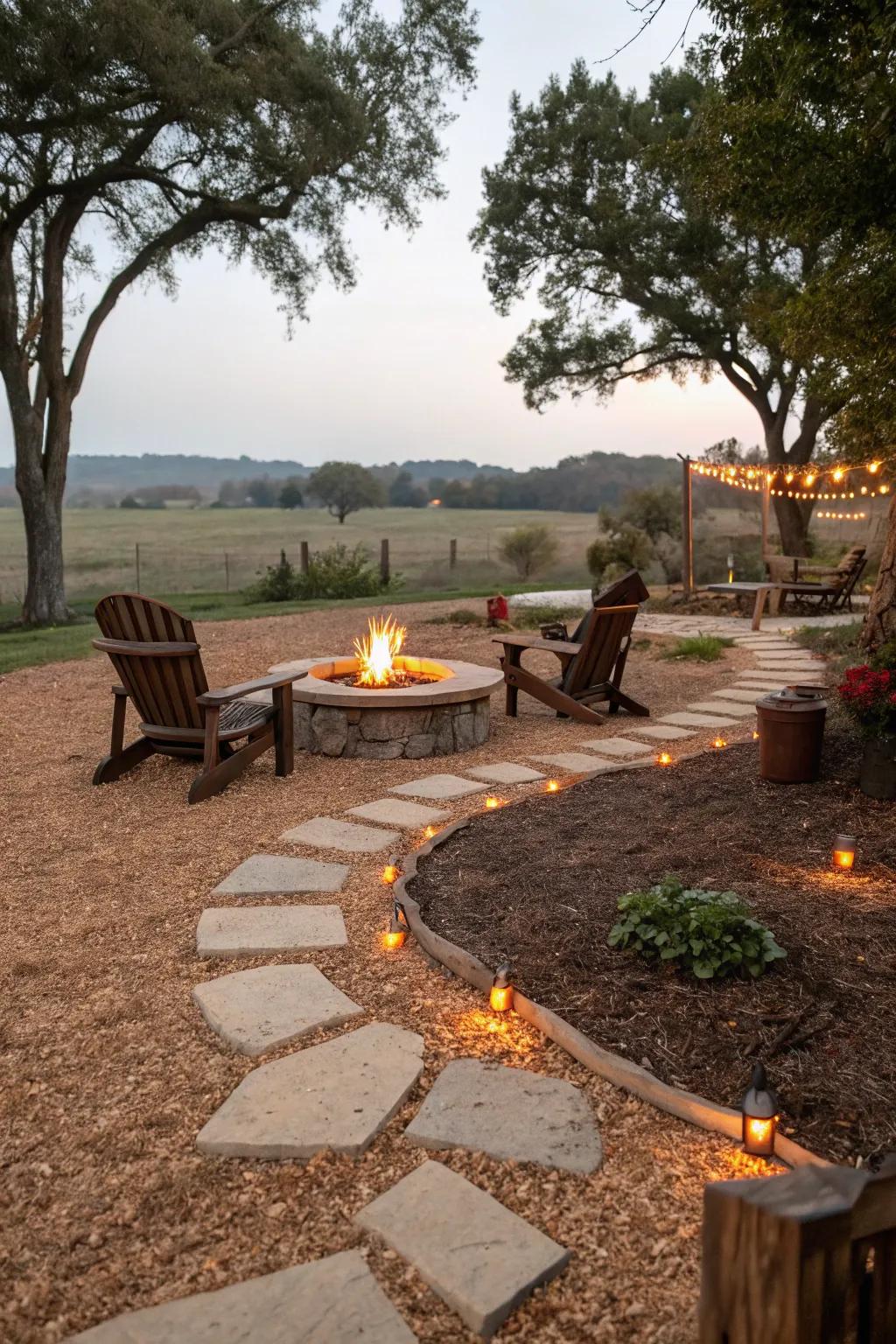 Pebble paths provide easy access and aesthetic appeal.