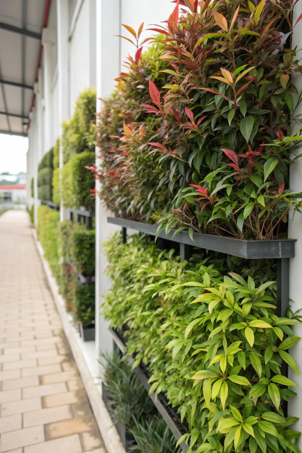 Vertical gardens with nandina create lush, layered effects even in small spaces.