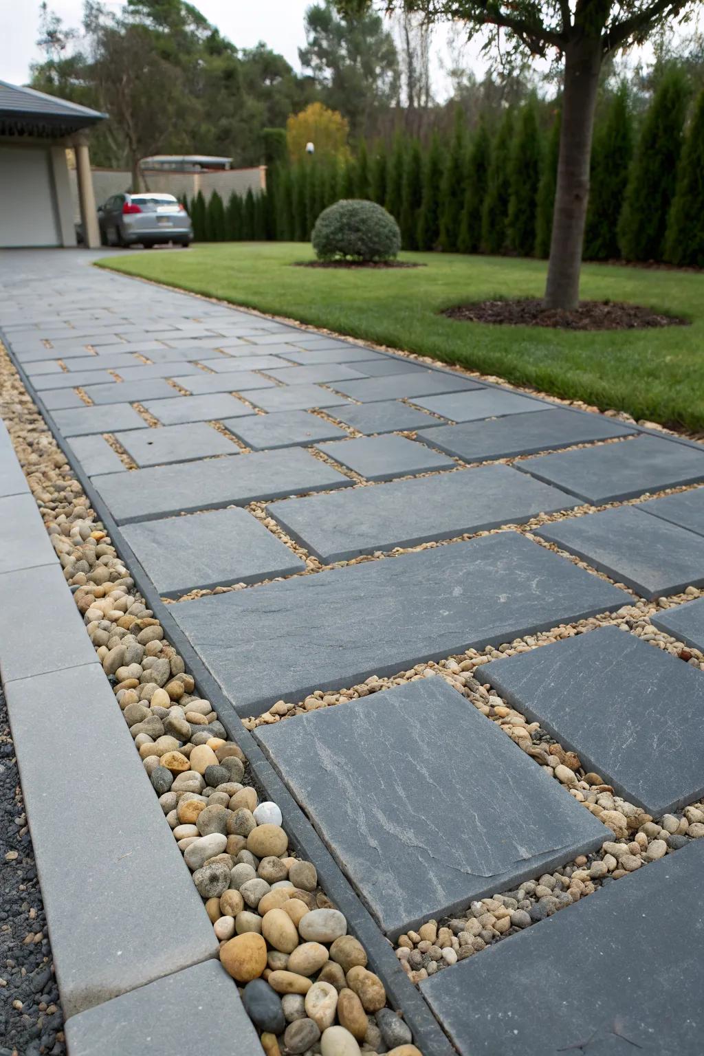 A coastal-inspired blend of bluestone and pebbles.