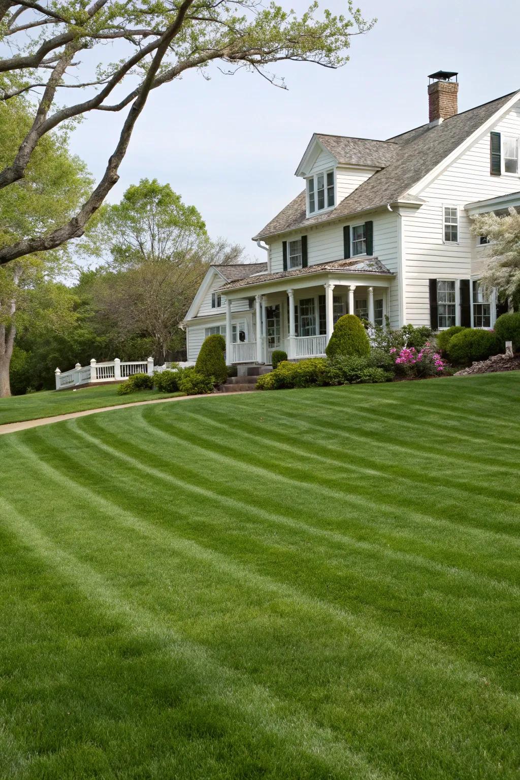 Classic beauty with a manicured lawn.