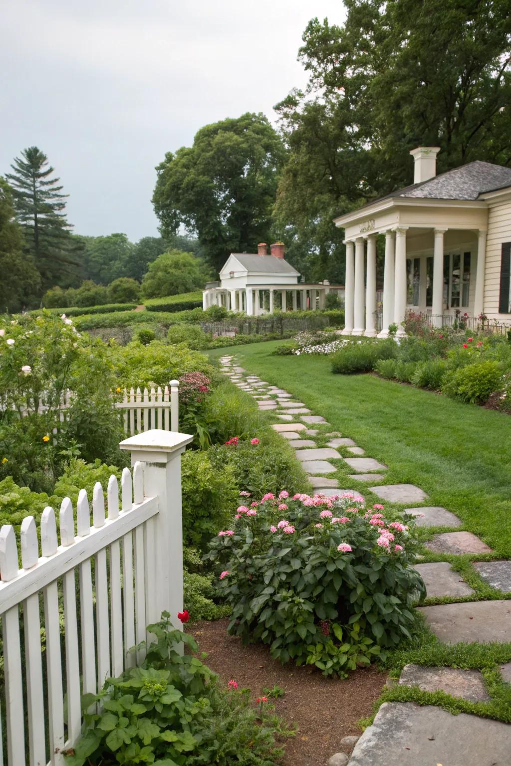 A garden inspired by French and Spanish colonial architecture.