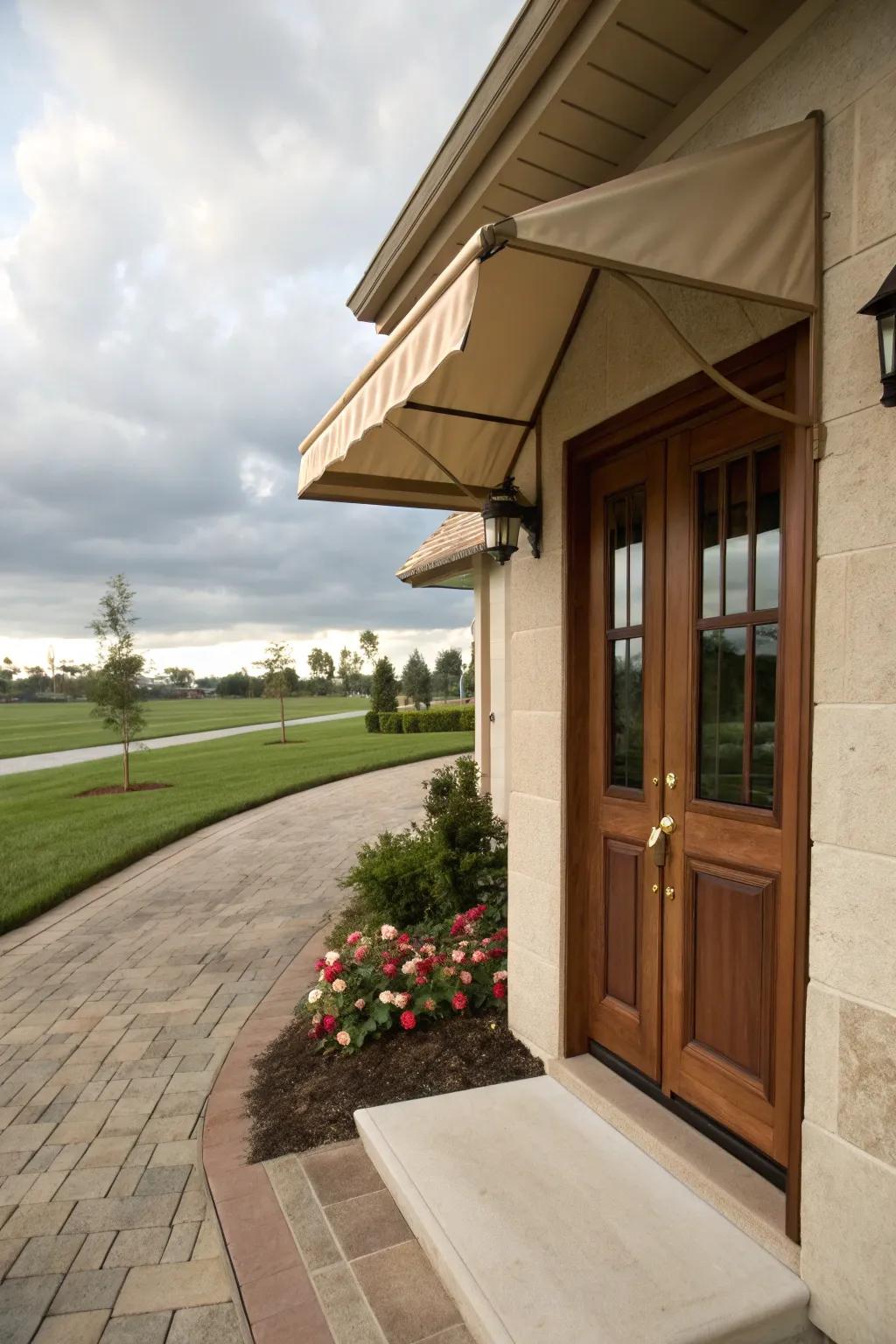 A small awning adds dimension and protection.