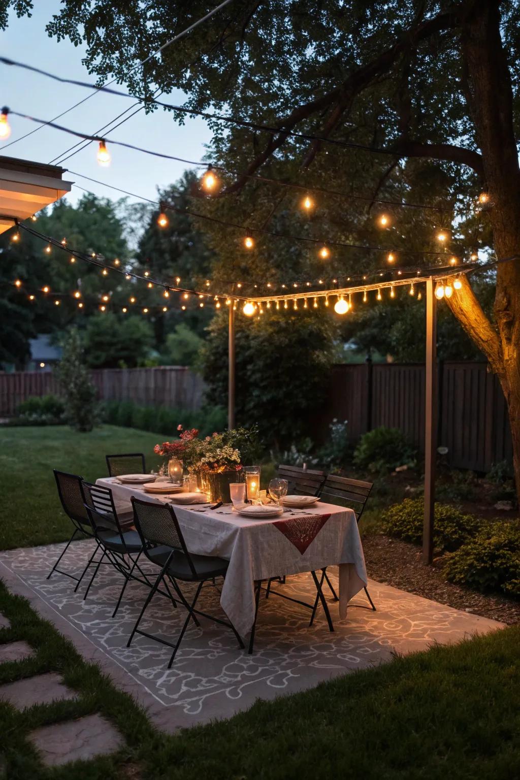 Enjoy meals outdoors with a charming dining setup.