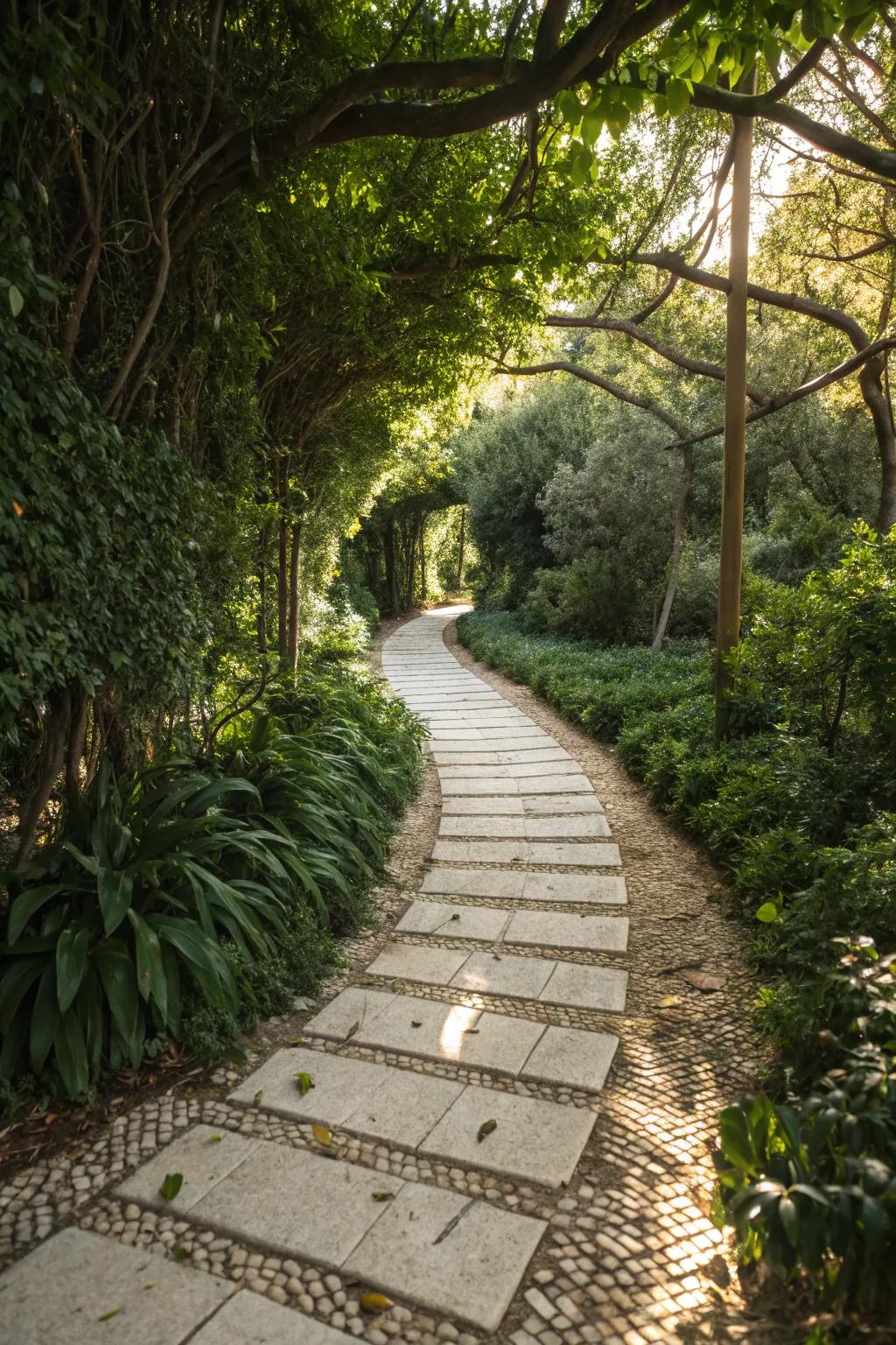 A pathway guides the eye and feet through your garden.