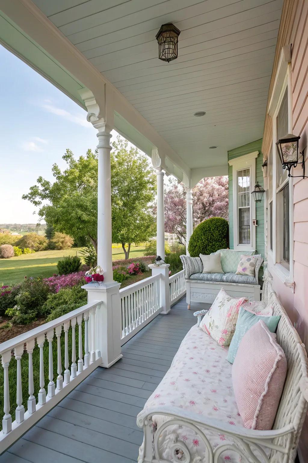Soft colors harmonize with historic architecture.