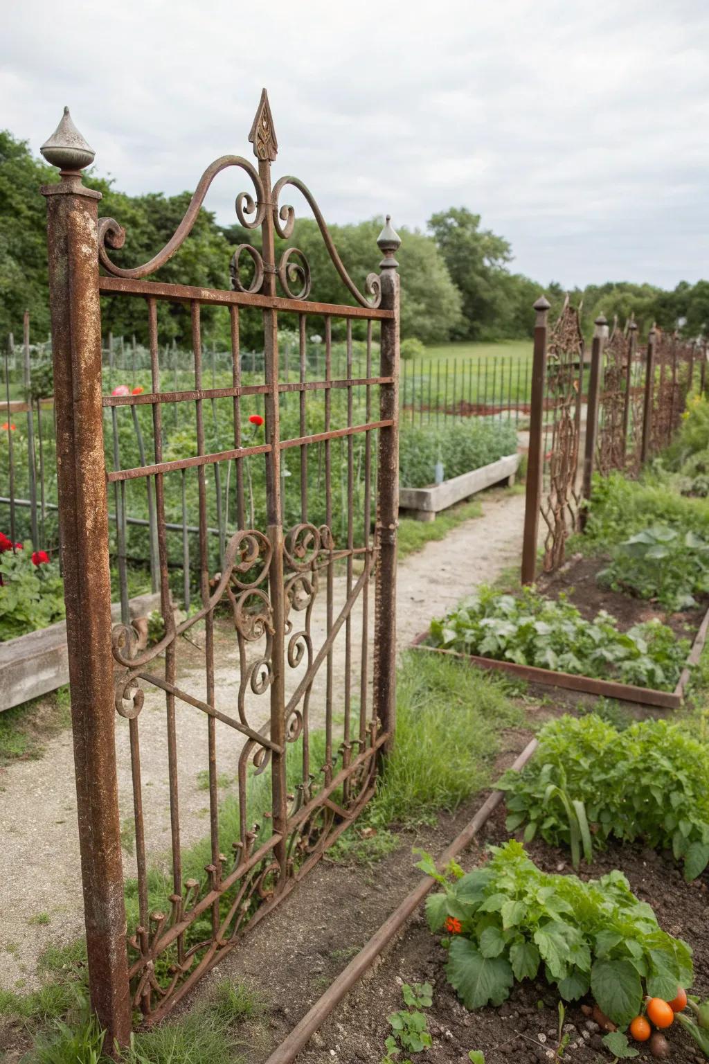 Add unique flair to your garden fence with old gates.