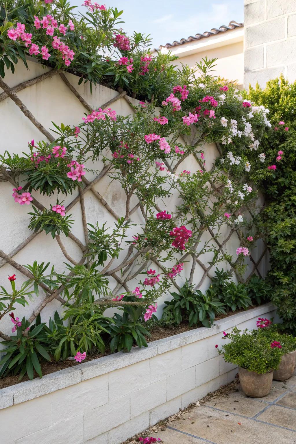 Create a living tapestry with oleander espalier.