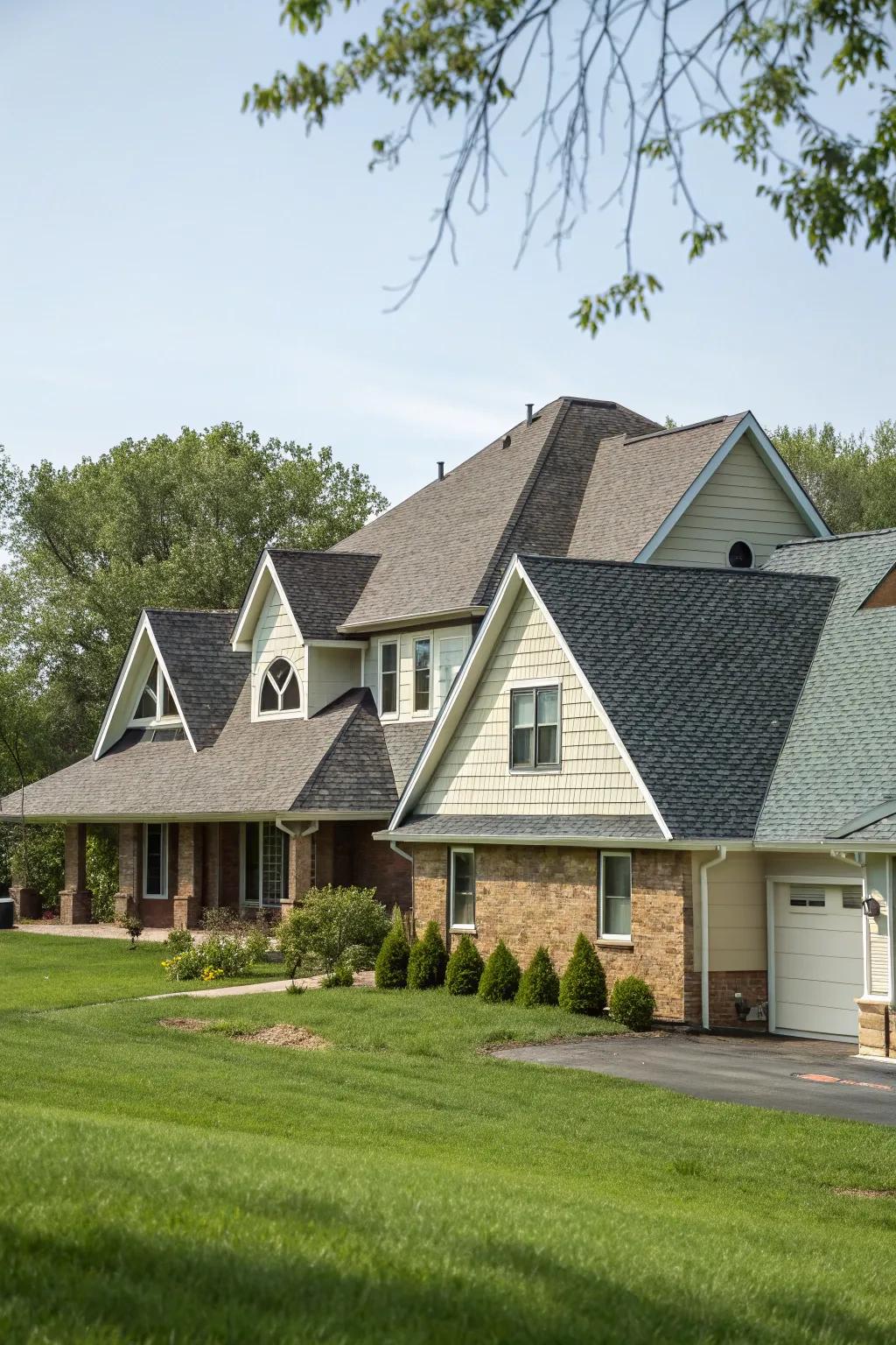 Varied rooflines add depth and character.