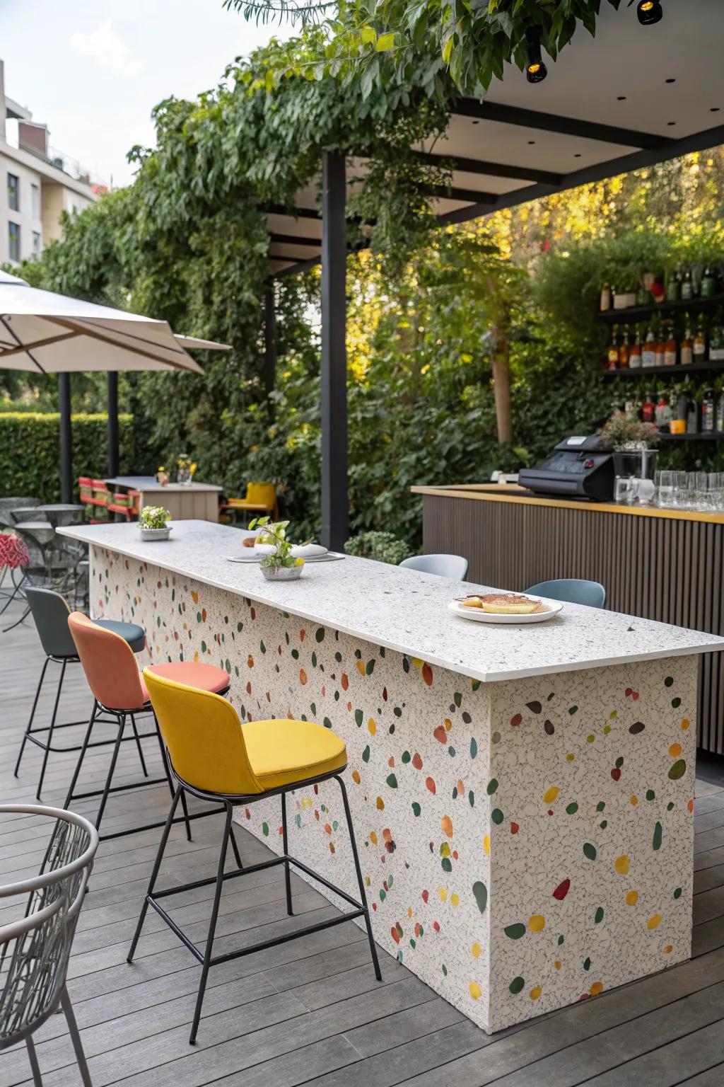 Terrazzo countertops offer chic patterns and a modern touch.