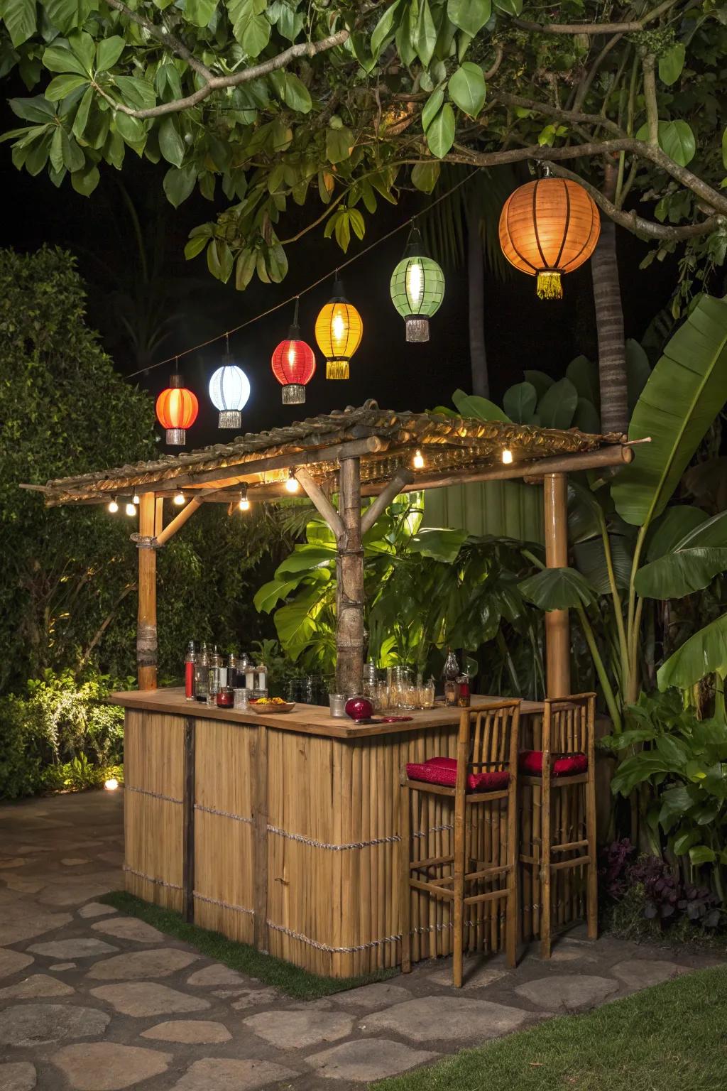 Turn your backyard into a tropical escape with a tiki bar table.