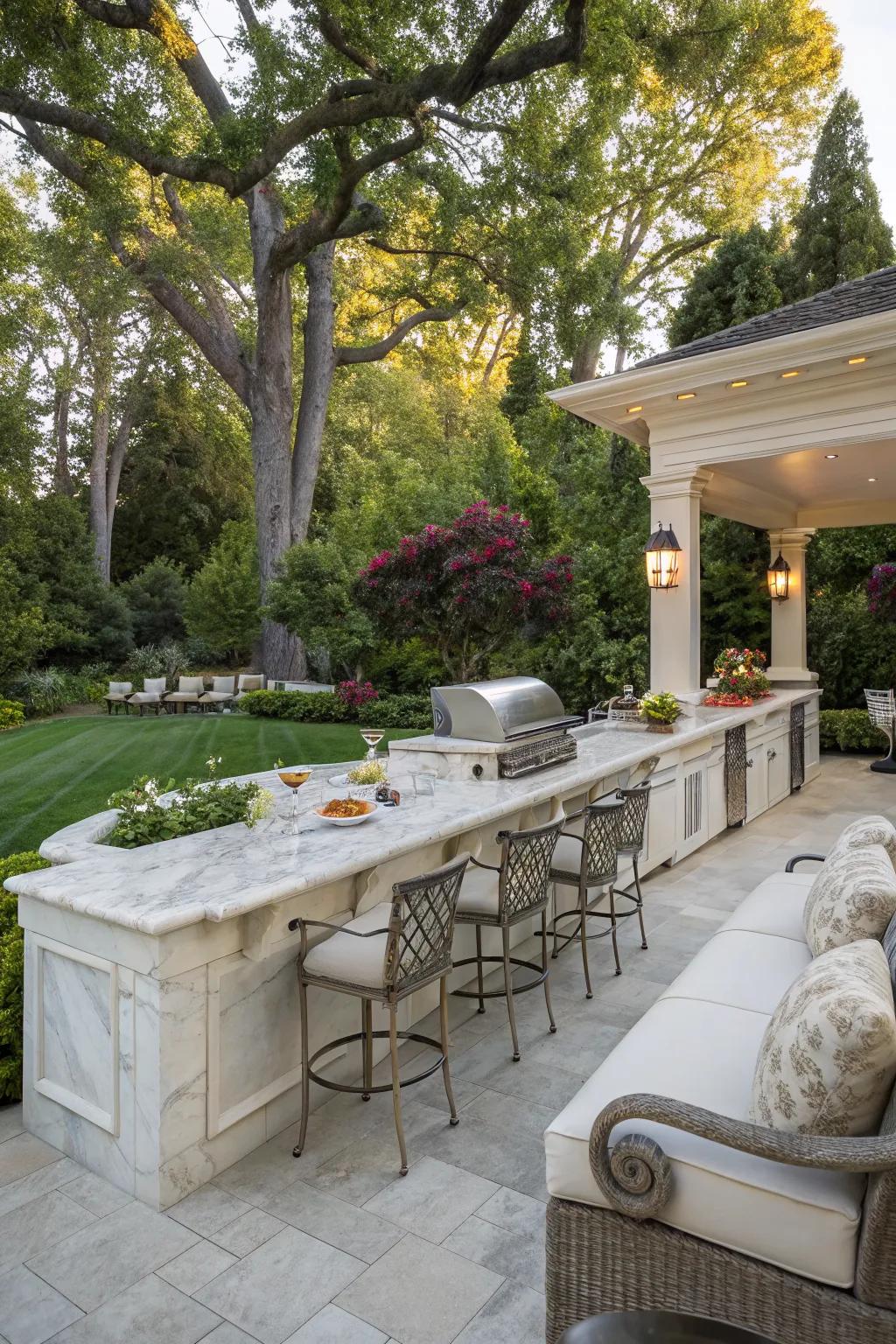 Marble adds timeless elegance to your BBQ space.