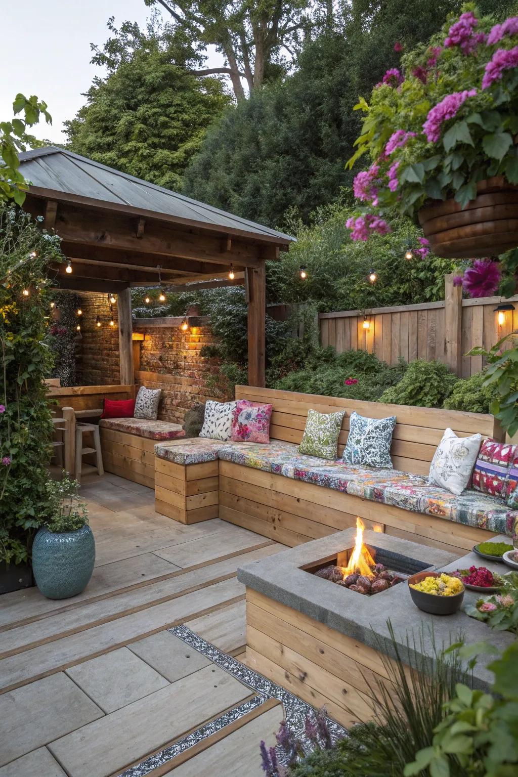 Add comfort with chic built-in seating.