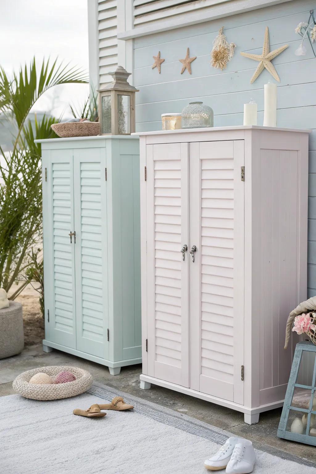 Capture the essence of the coast with cabinets that evoke a serene seaside ambiance.