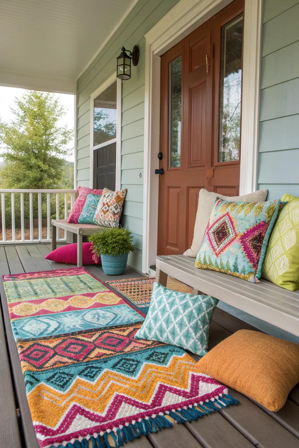 Textiles add warmth and personality to your porch.
