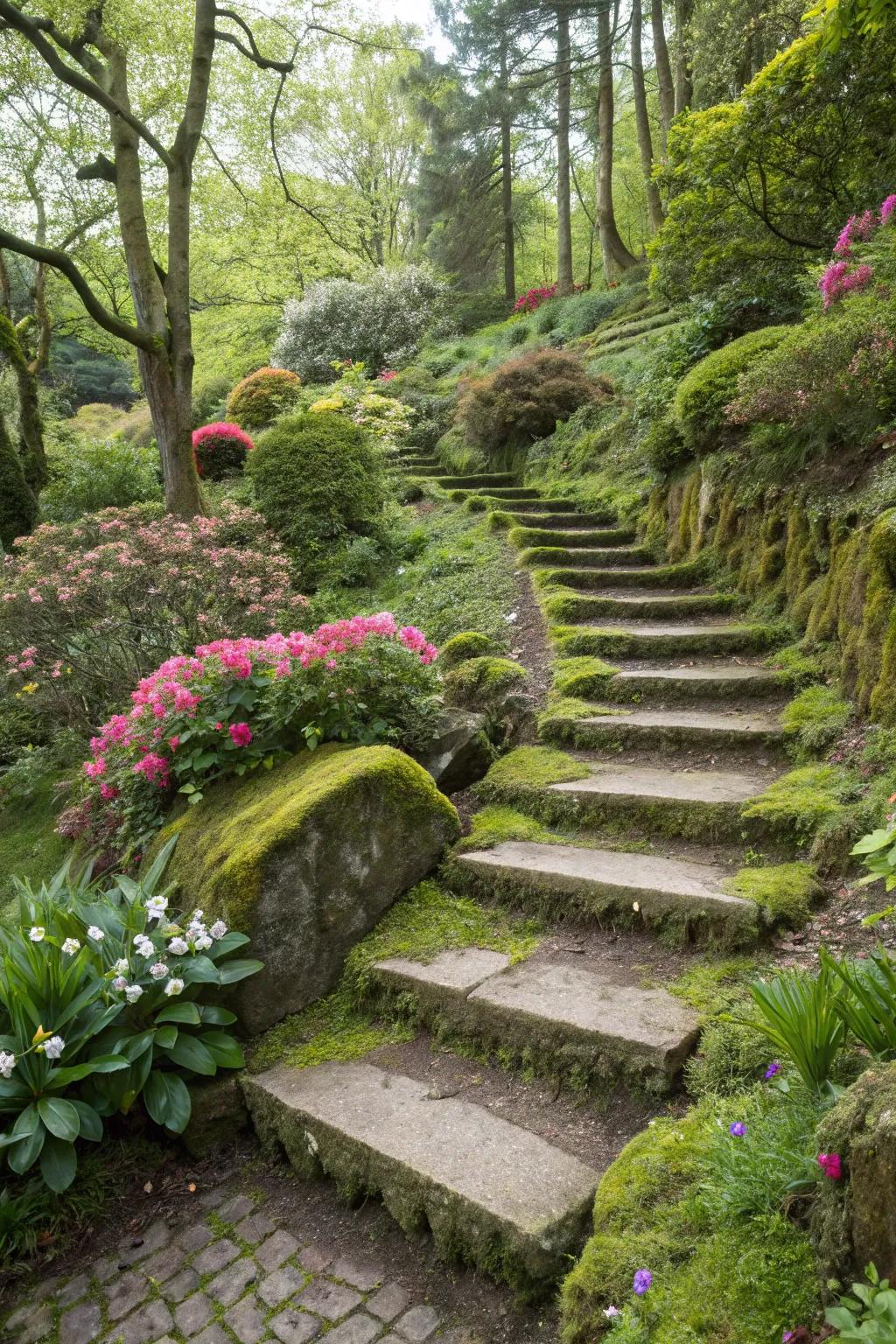 Seamless integration with nature enhances the beauty of your stairs.