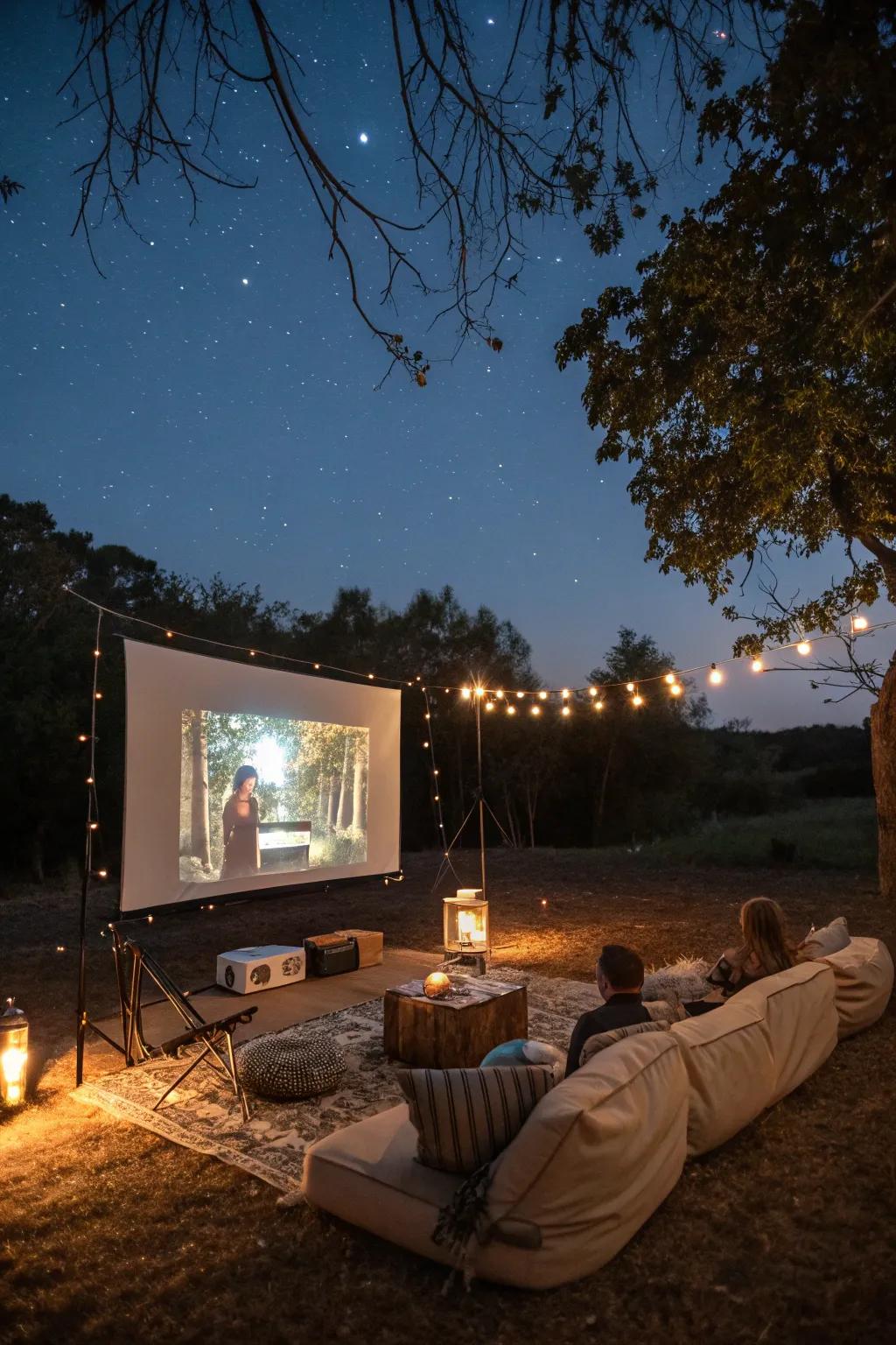 Enjoy a cinematic experience with an outdoor movie night.