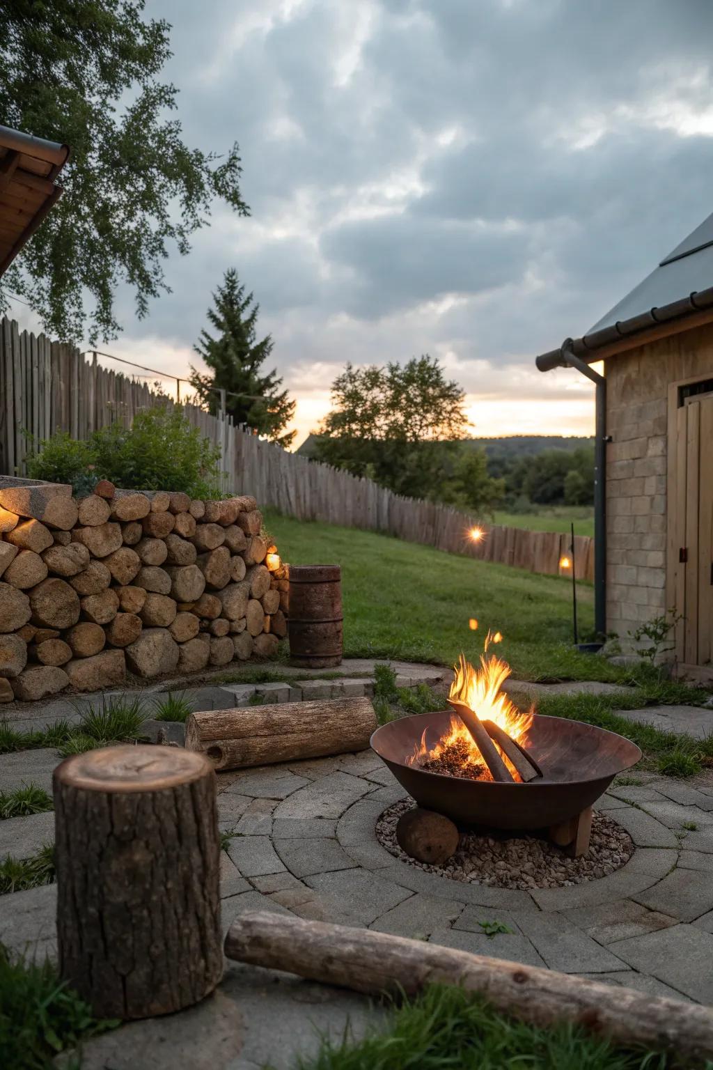A Swedish torch offers a simple yet charming fire pit solution.