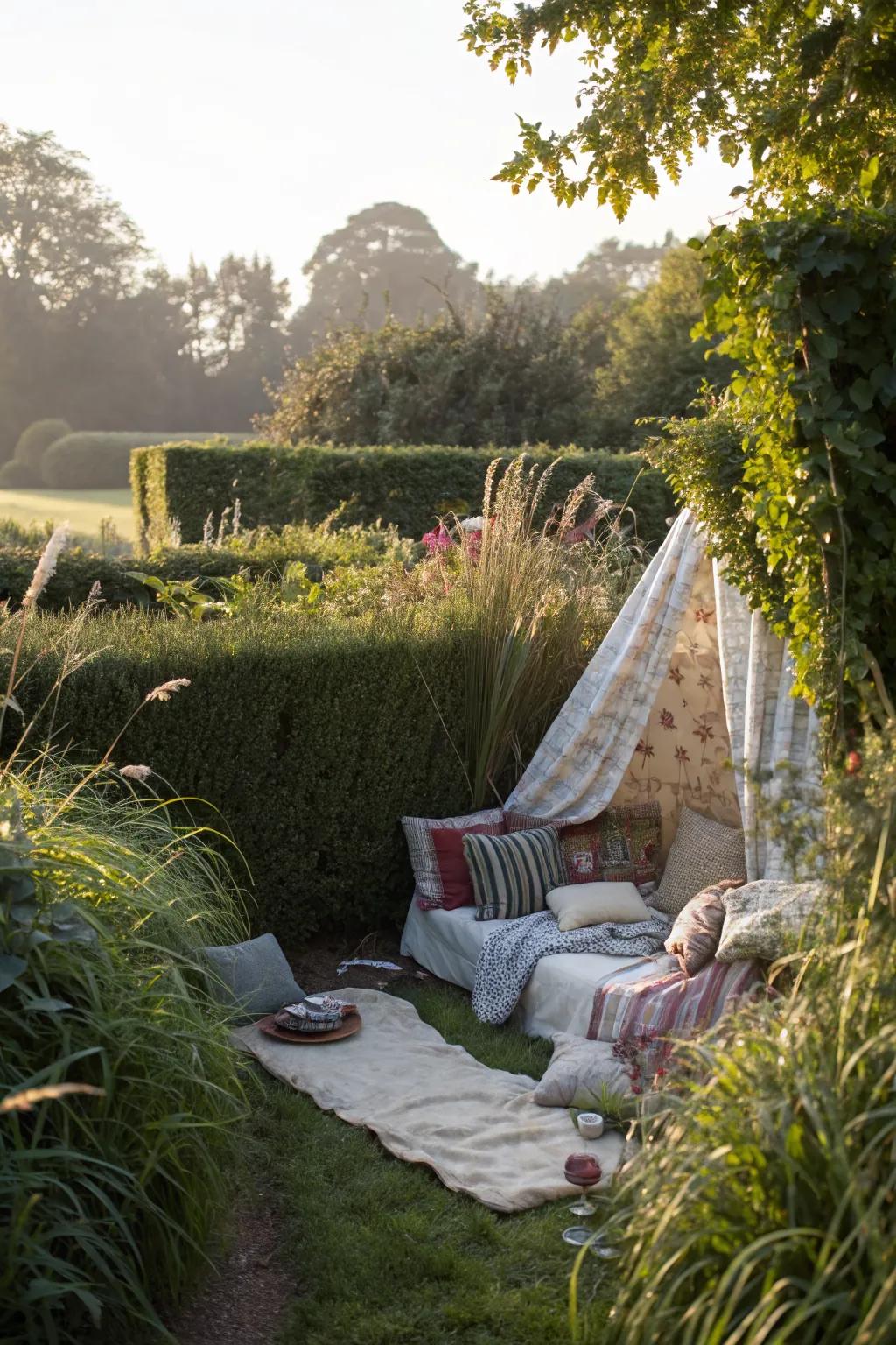 A secluded garden nook, perfect for quiet play and imagination.
