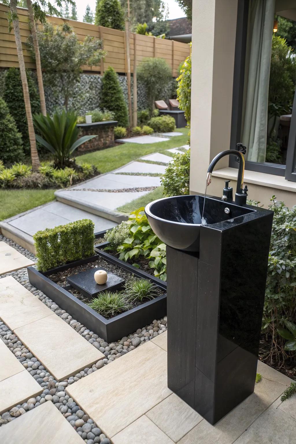 Make a bold statement with luxury black fixtures in your garden.
