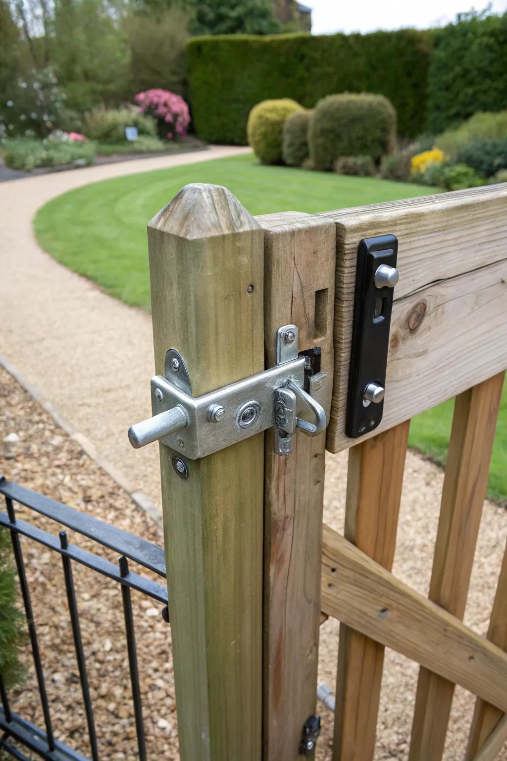An easy-to-install gate lock for quick security.