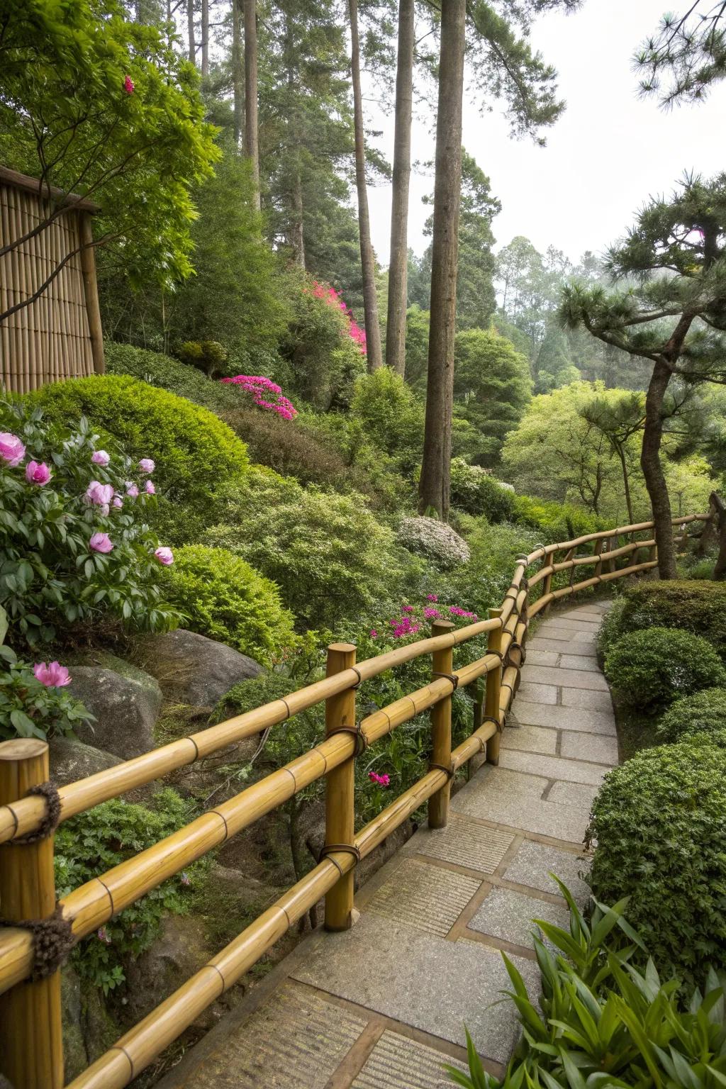 Bamboo railings offer a sustainable and stylish option.