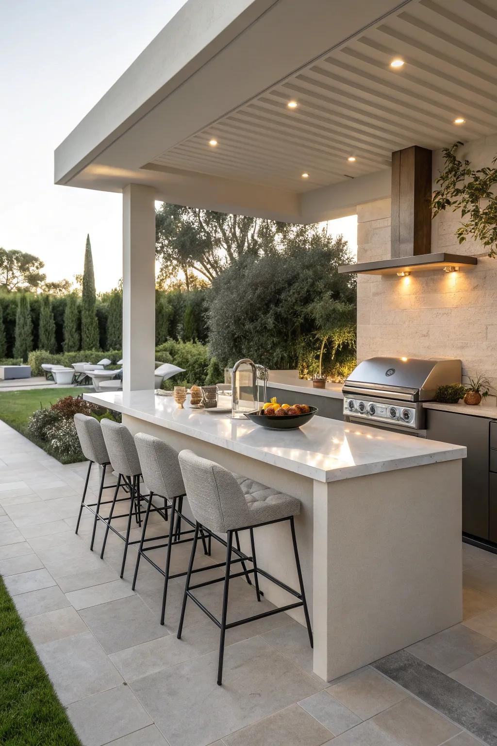 Porcelain countertops offer versatility and style.