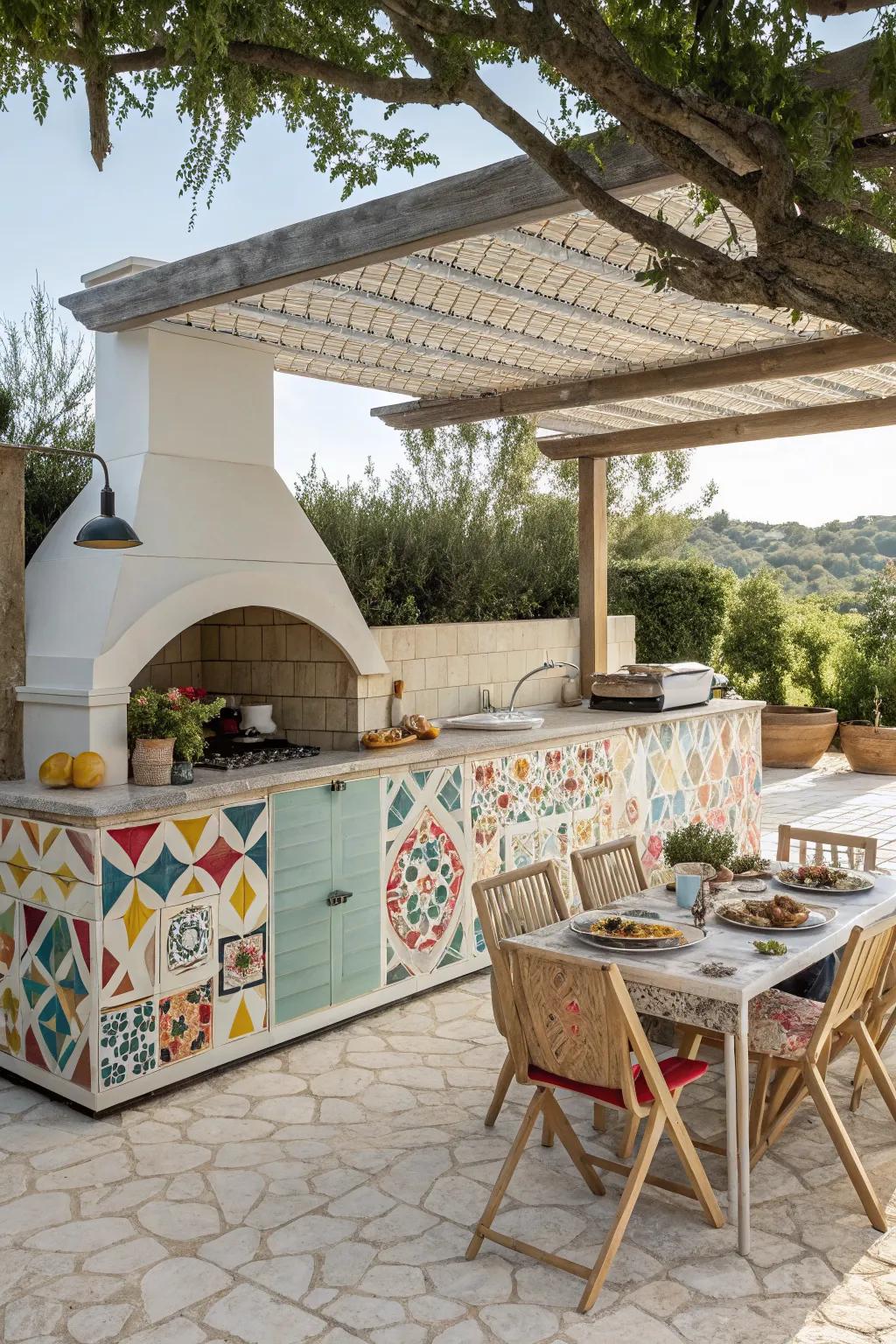 Infuse personality with playful patterned tiles.