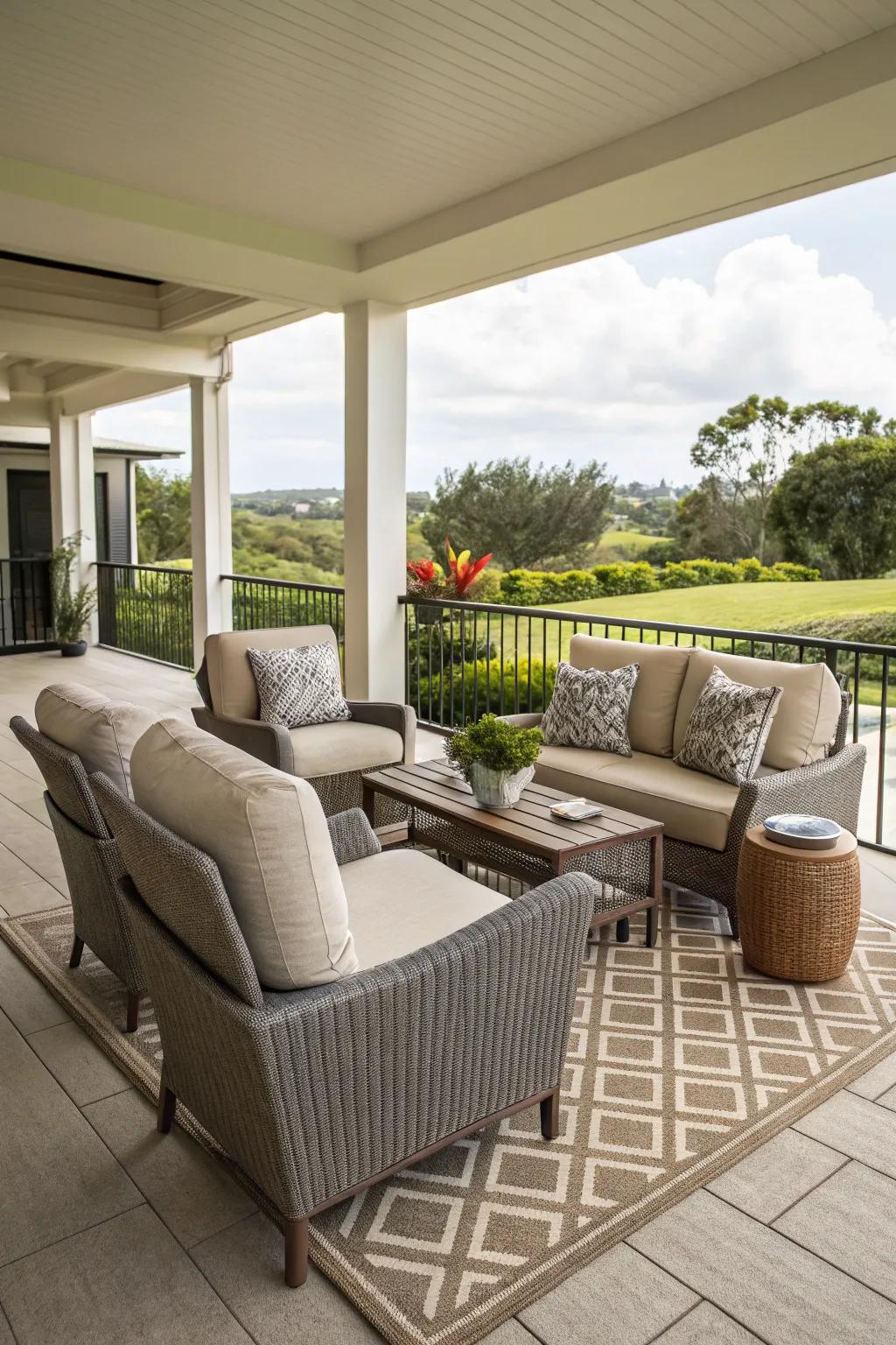 Versatile furniture allows for adaptable layouts.
