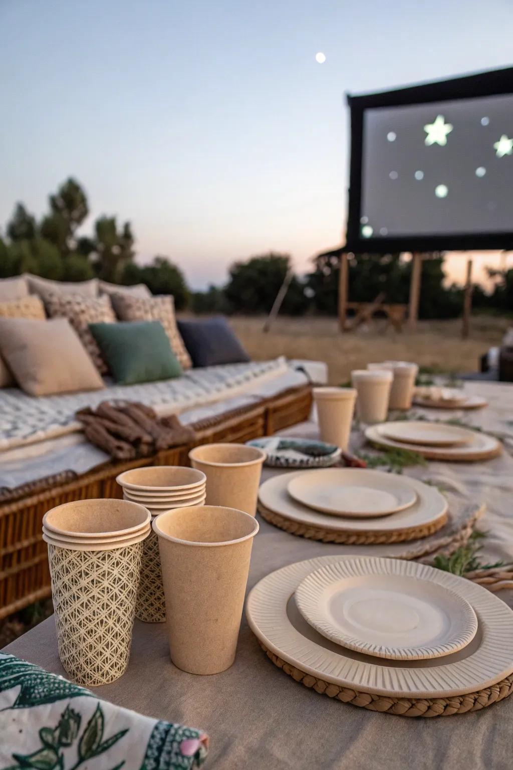 Eco-friendly dinnerware is a sustainable choice for your outdoor gatherings.