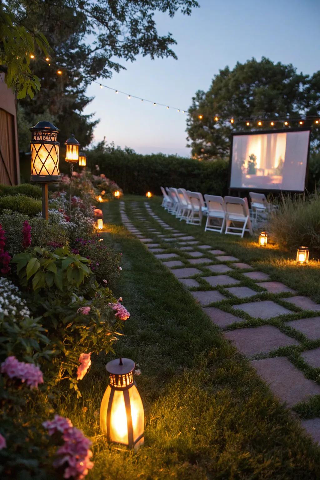 Lanterns guide guests safely to their seats while adding charm.