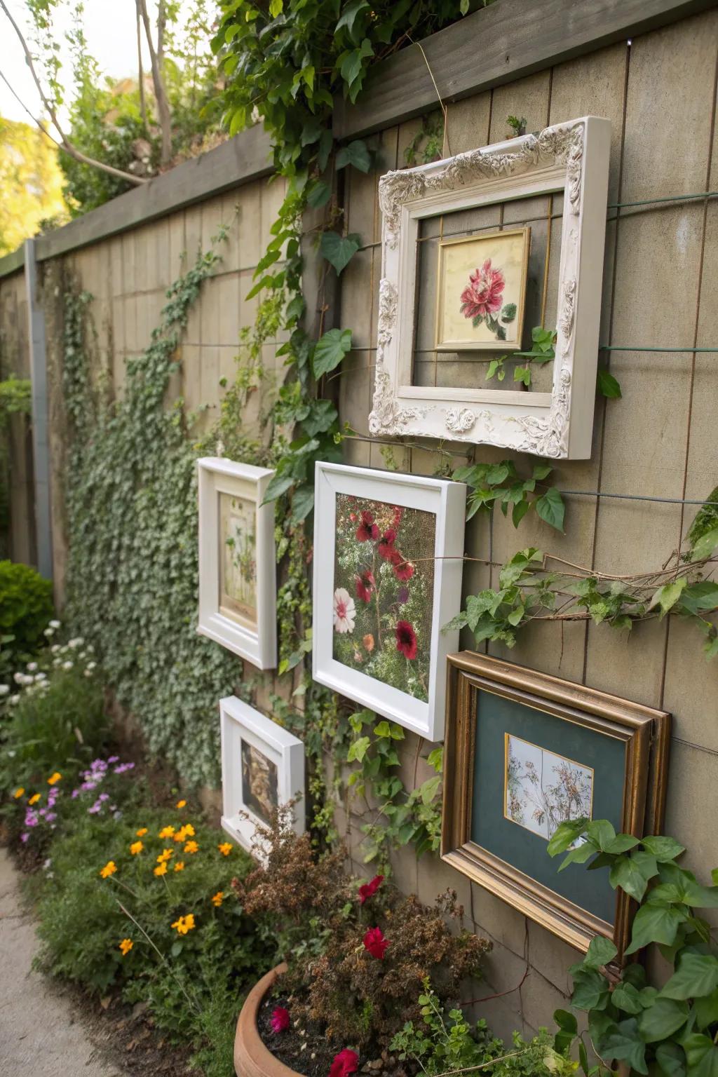 Layered frames create a dynamic outdoor art display.