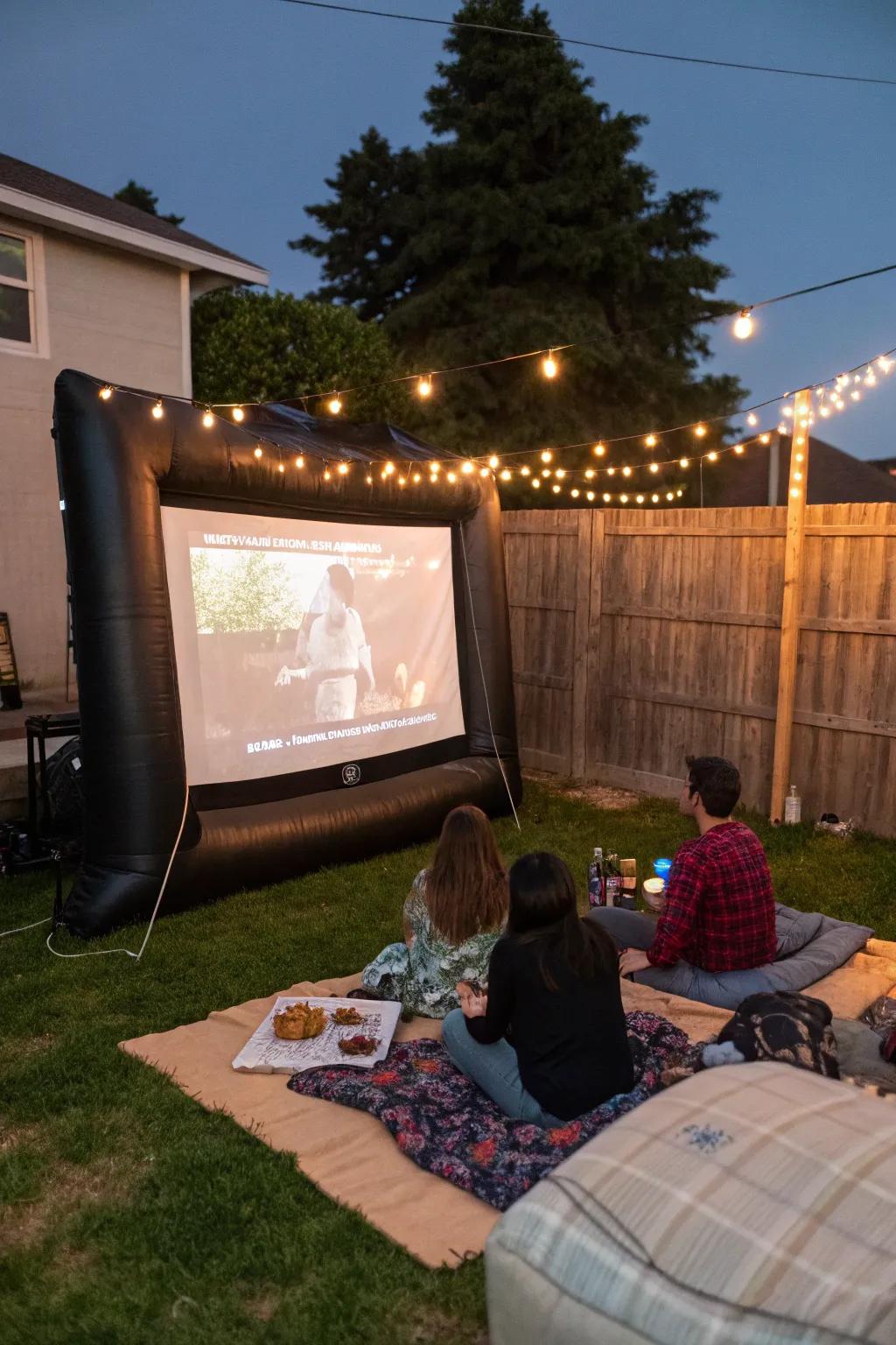 Inflatable screens offer a playful and convenient option for outdoor movie nights.