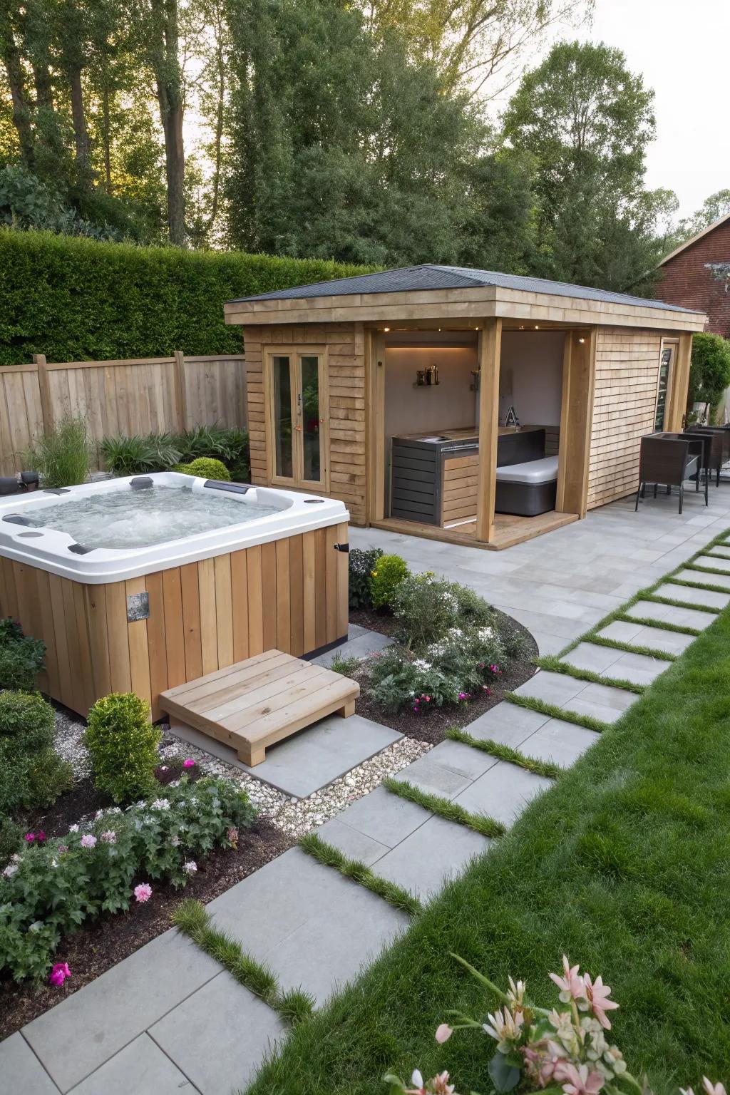 A functional layout enhances usability and enjoyment of your sauna and hot tub.