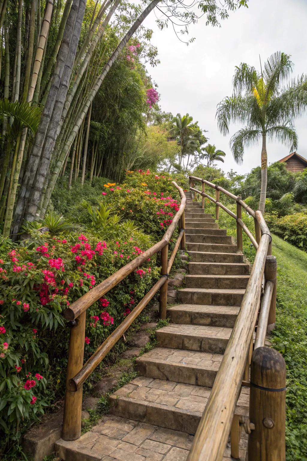 Bamboo railings offer a sustainable and stylish option.