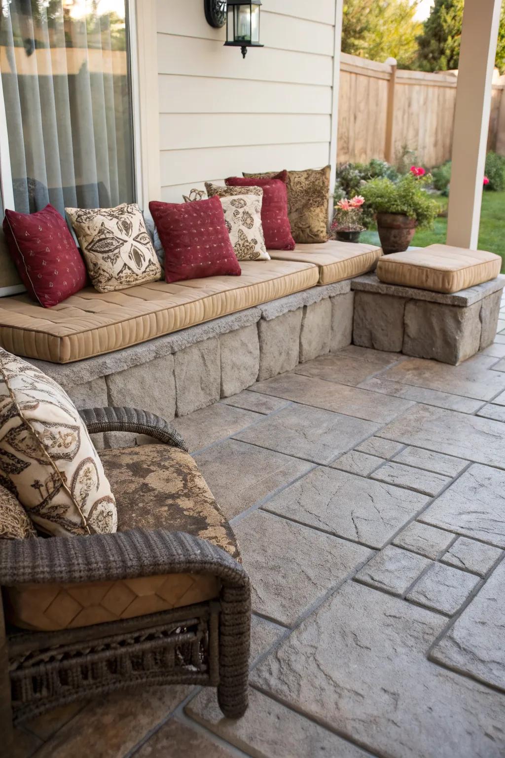 A seating nook offers a relaxing retreat.