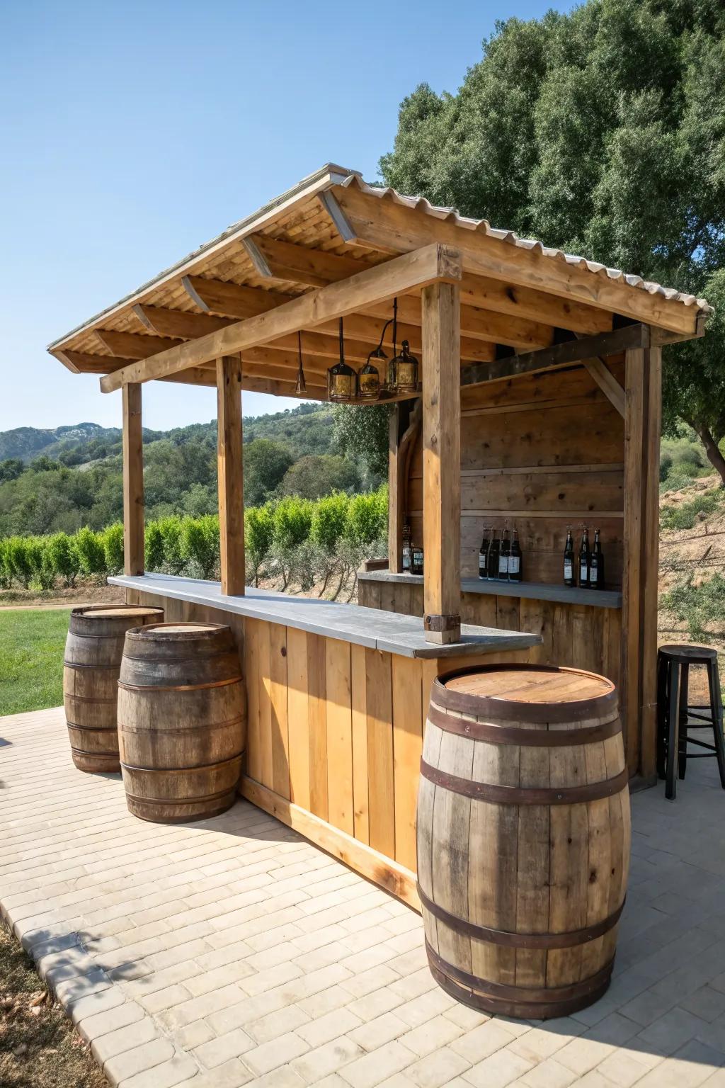 A sustainable bar crafted from recycled materials, adding charm and character.