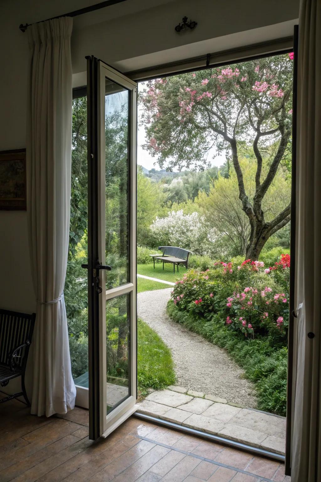 Double your view with dual-panel sliding doors.