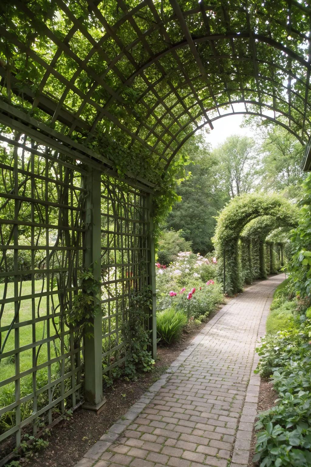 A leafy privacy trellis creating a secluded garden retreat.