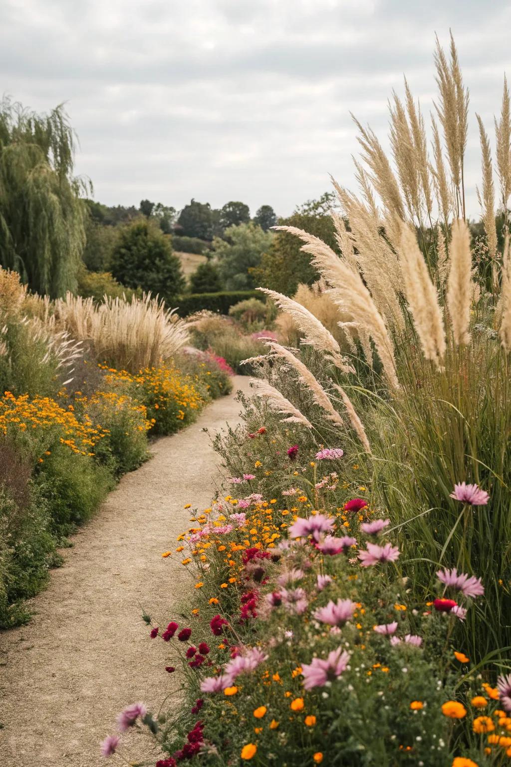 Pampas grass integrates seamlessly into natural garden settings.