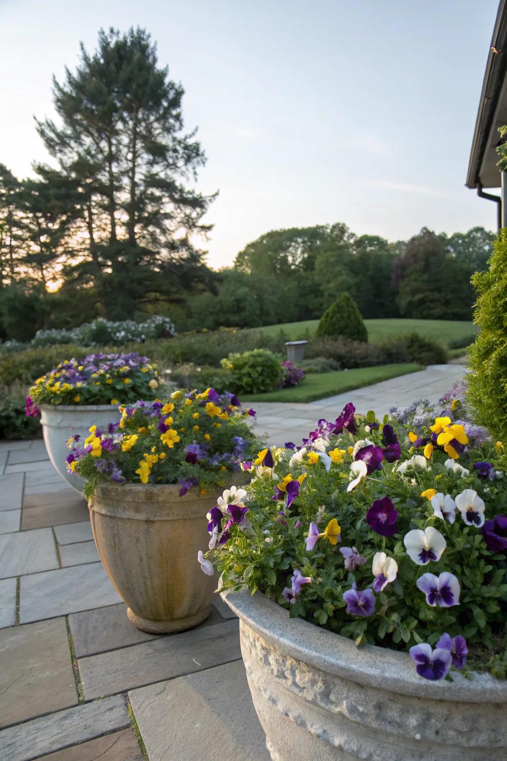 An abundant display of pansies in full bloom.