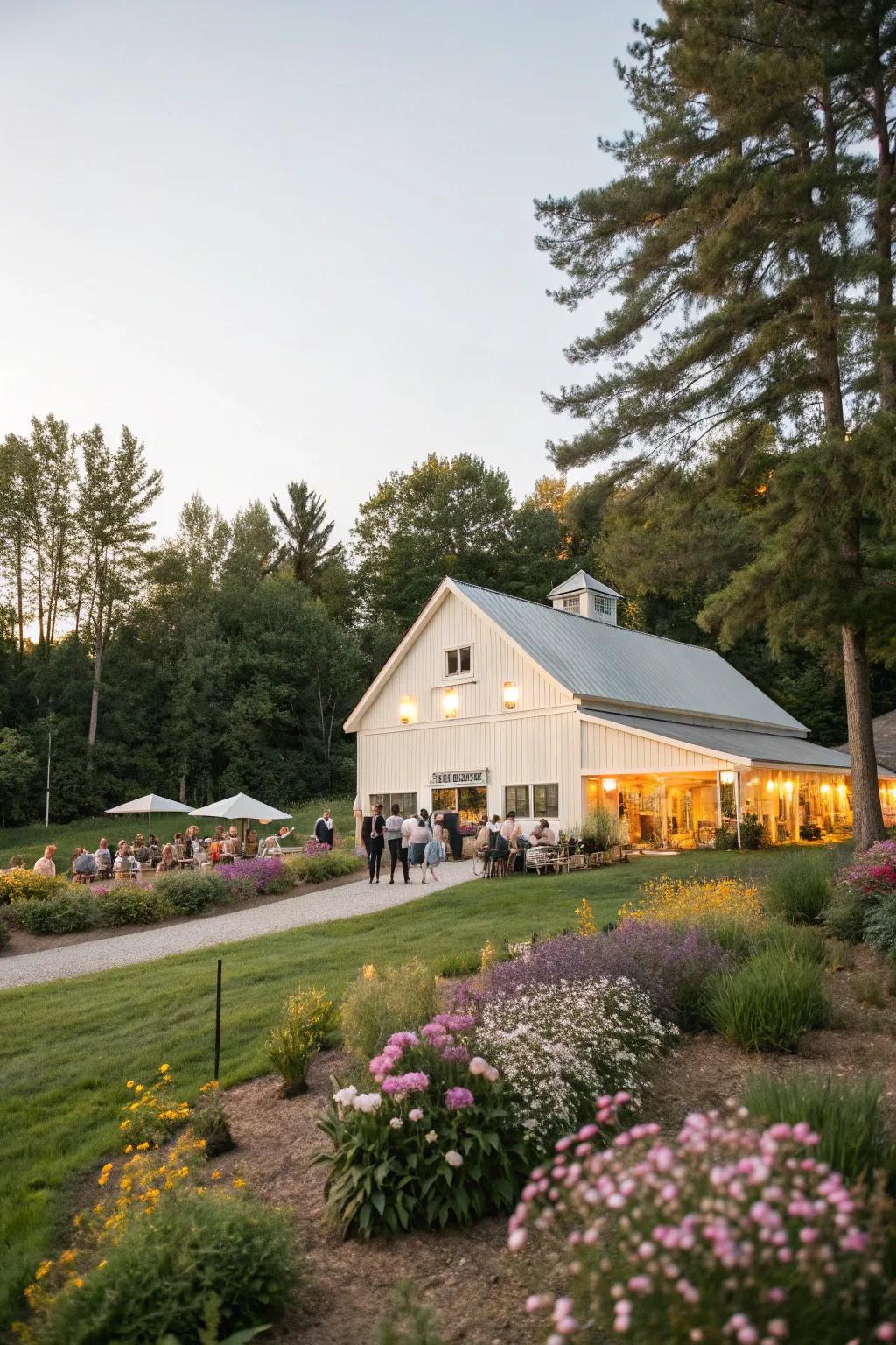 Nature's touch enhances the party barn experience.