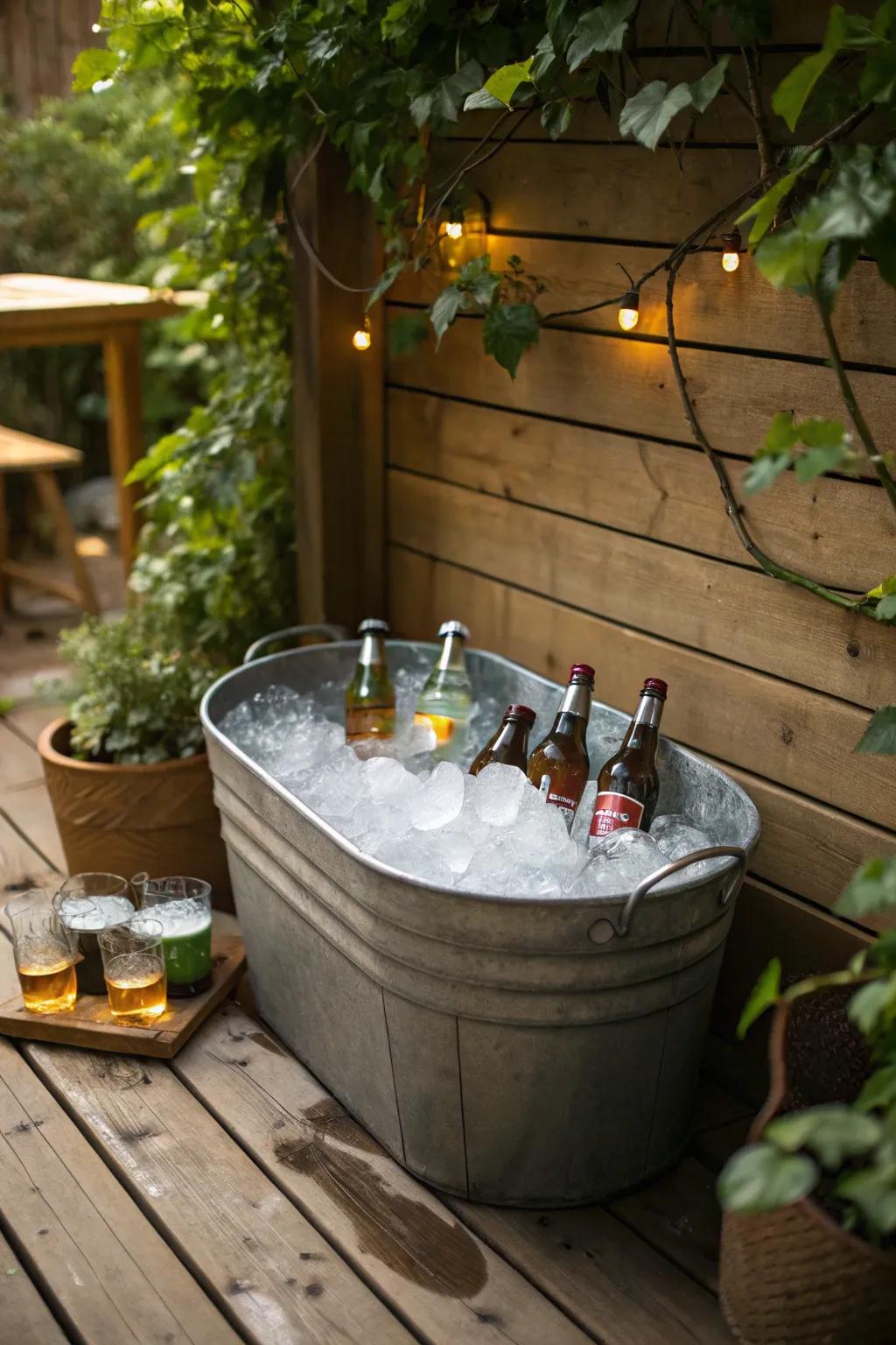 A galvanized steel tub cooler offering timeless style and function.