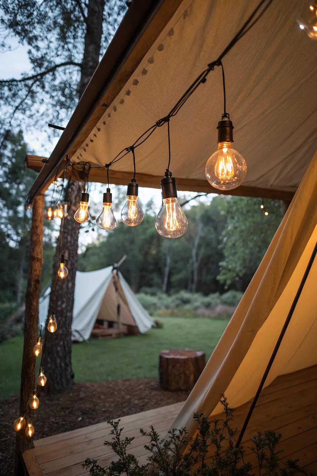 Edison bulbs add a warm, vintage charm.