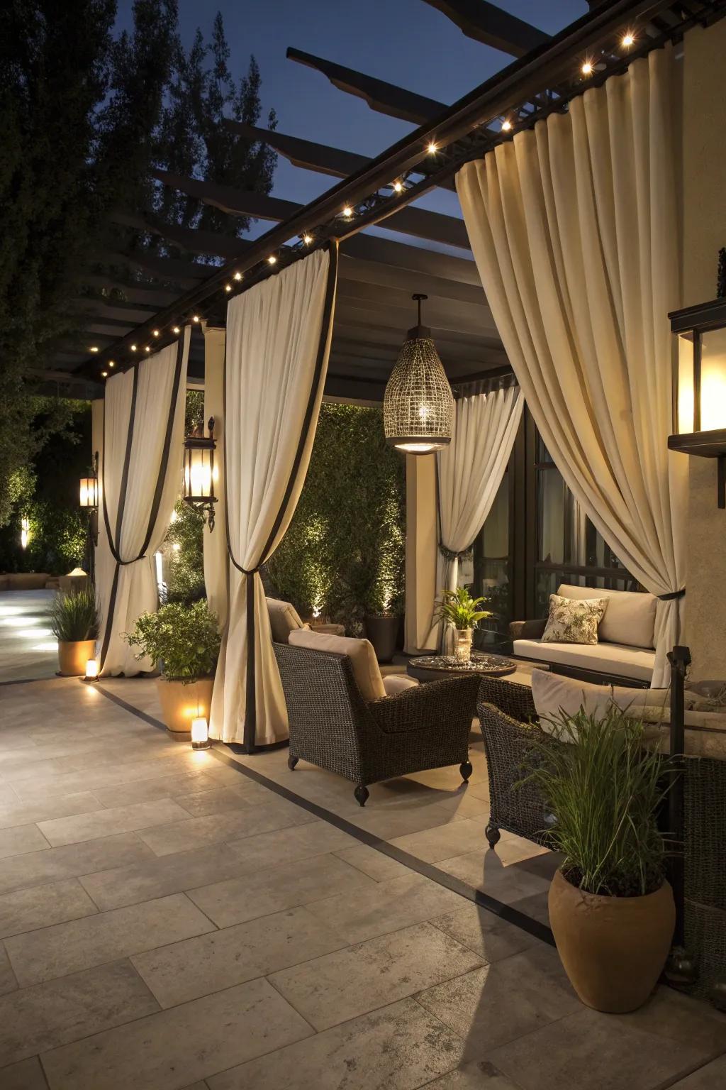 Tiebacks add a sophisticated touch to your patio curtains.