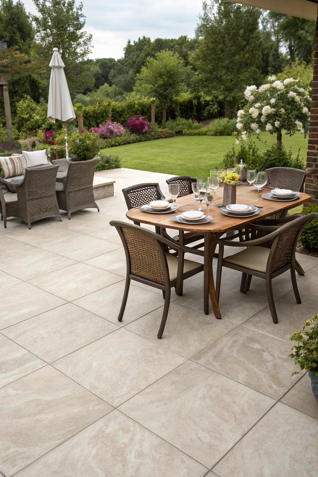Porcelain tiles add a luxurious finish to your patio deck.