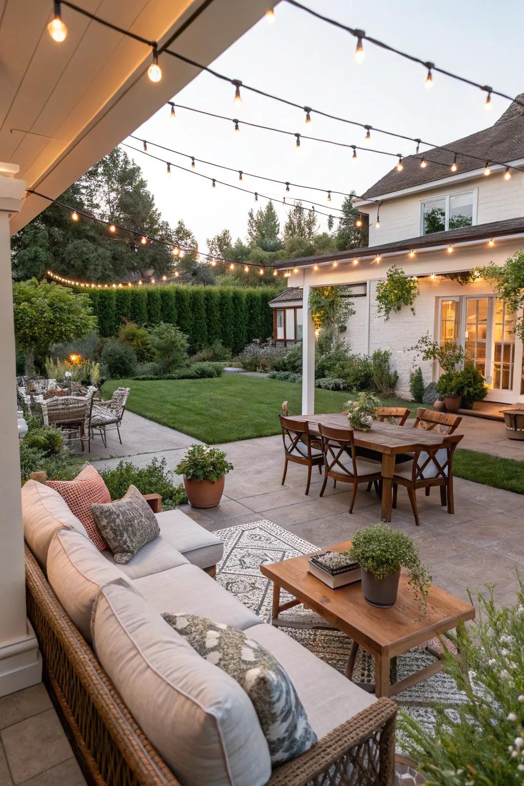 Diverse layouts provide both intimate and expansive spaces on your patio.