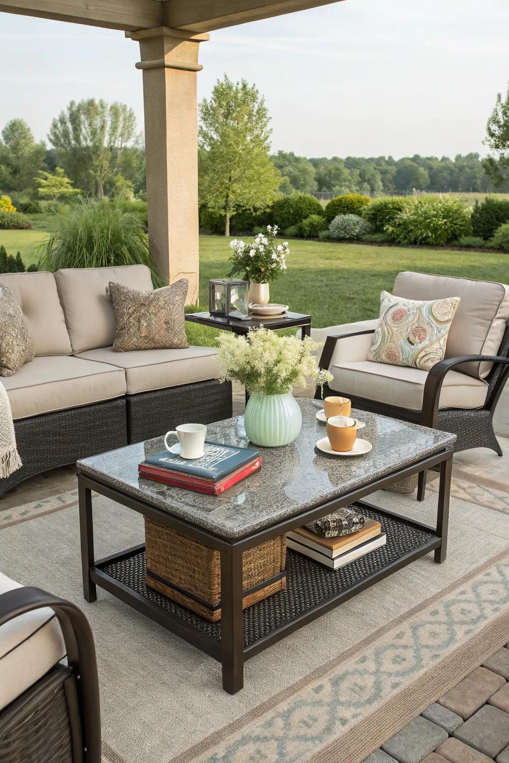 A versatile coffee table is a patio must-have.