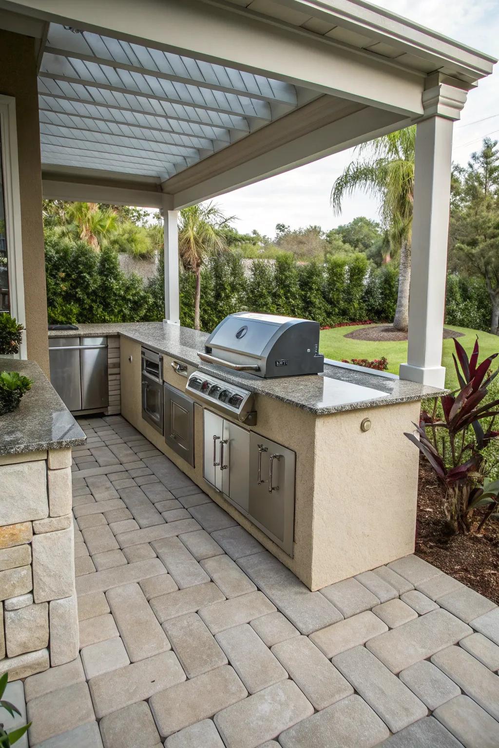 An outdoor kitchen setup for culinary adventures.