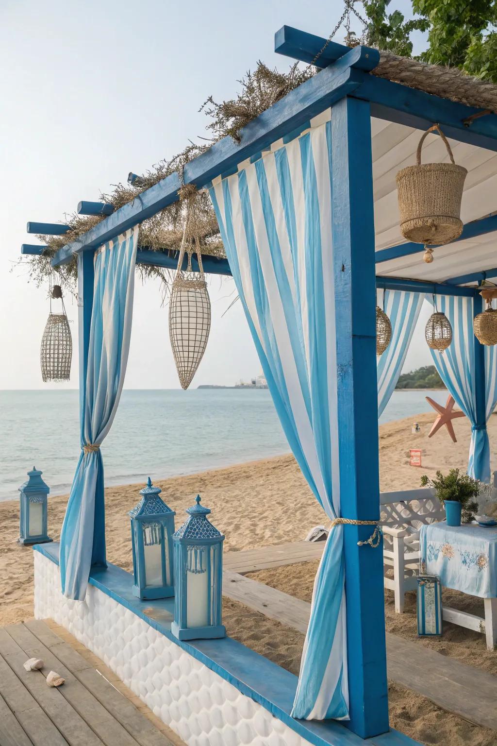 A seaside-inspired pergola brings coastal vibes to your backyard.