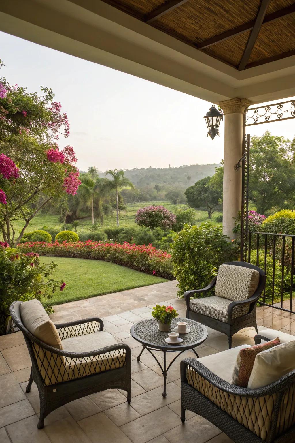 Seating arranged to maximize breathtaking views.